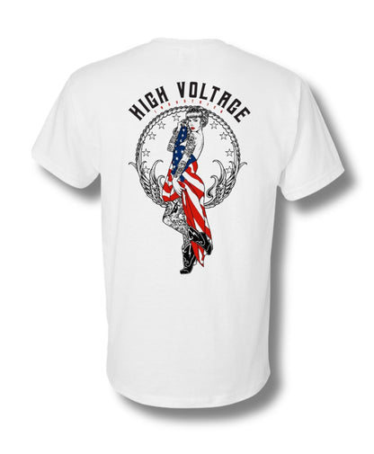 Old Glory Tee (White) - High Voltage Industries