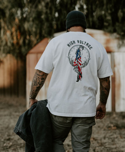 Old Glory Tee (White) - High Voltage Industries