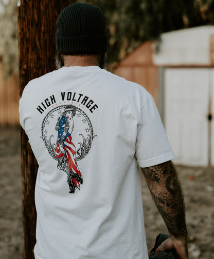 Old Glory Tee (White) - High Voltage Industries