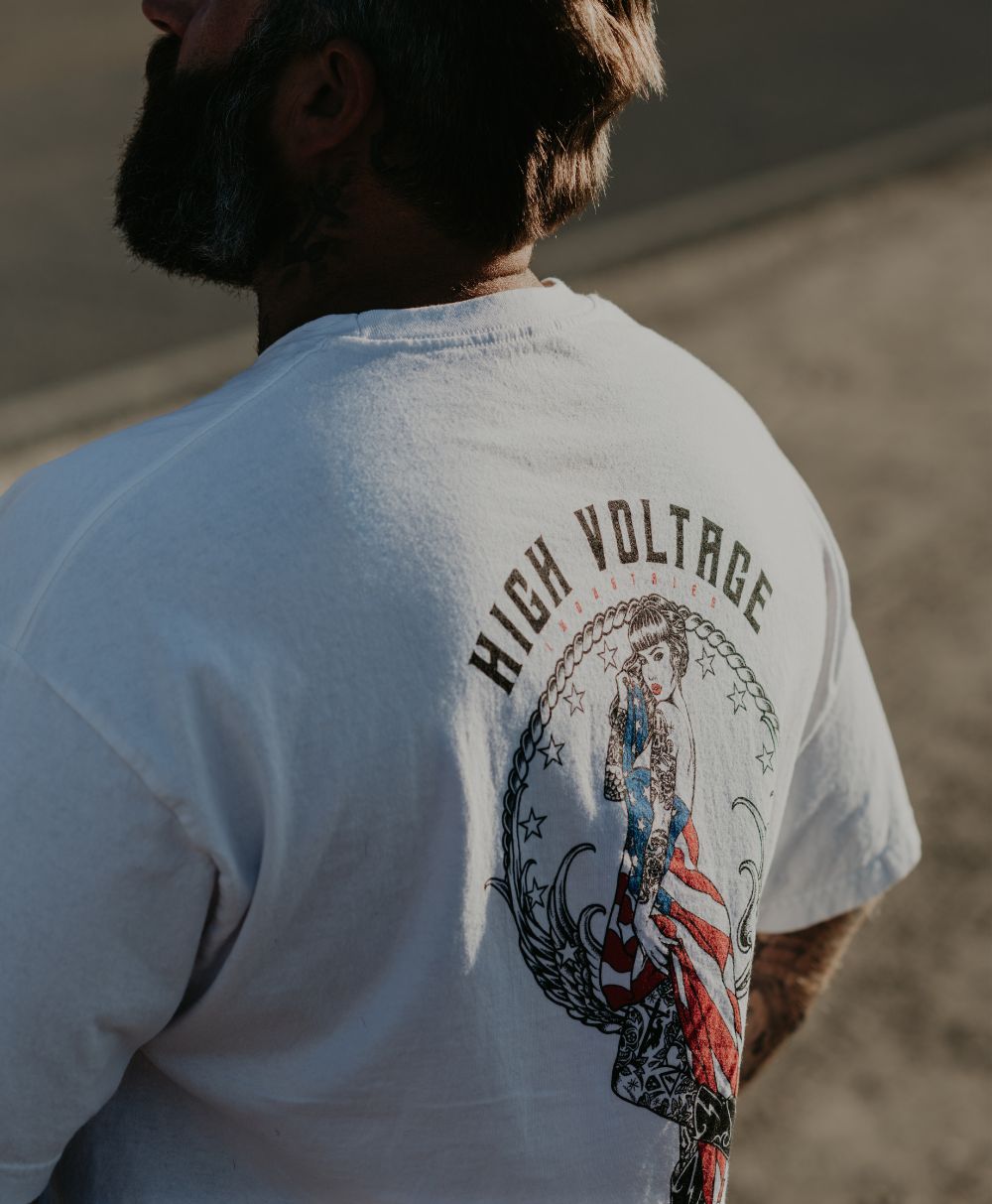 Old Glory Tee (White) - High Voltage Industries