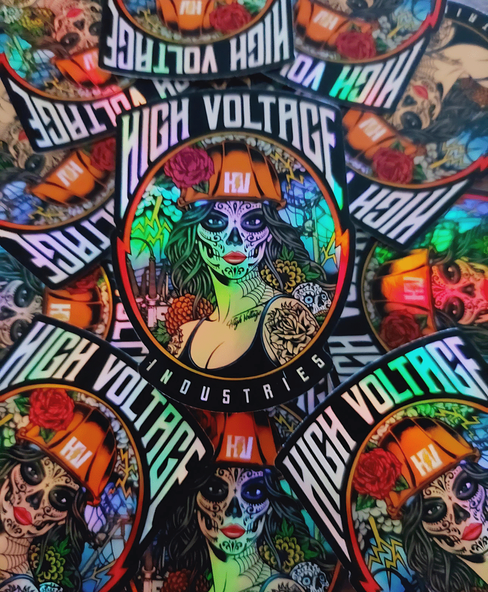 Sugar Skull Metallic Sticker - High Voltage Industries