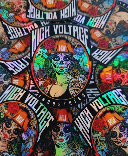 Sugar Skull Metallic Sticker - High Voltage Industries