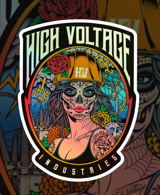 Sugar Skull Metallic Sticker - High Voltage Industries
