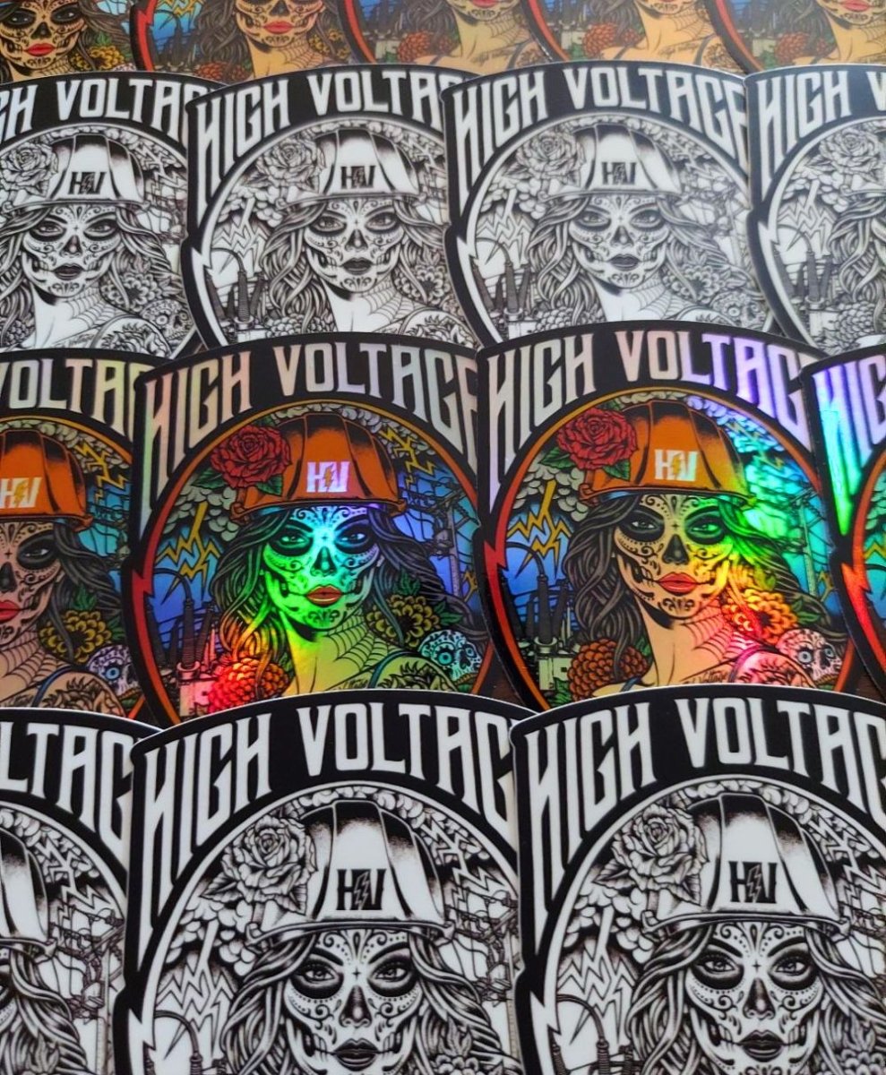 Sugar Skull Metallic Sticker - High Voltage Industries