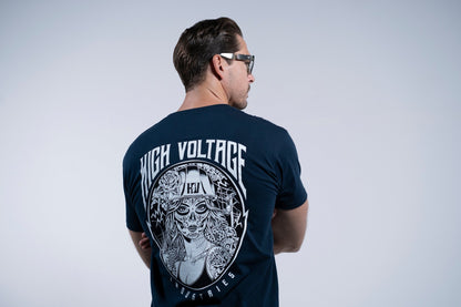 Sugar Skull Tee (Navy) - High Voltage Industries