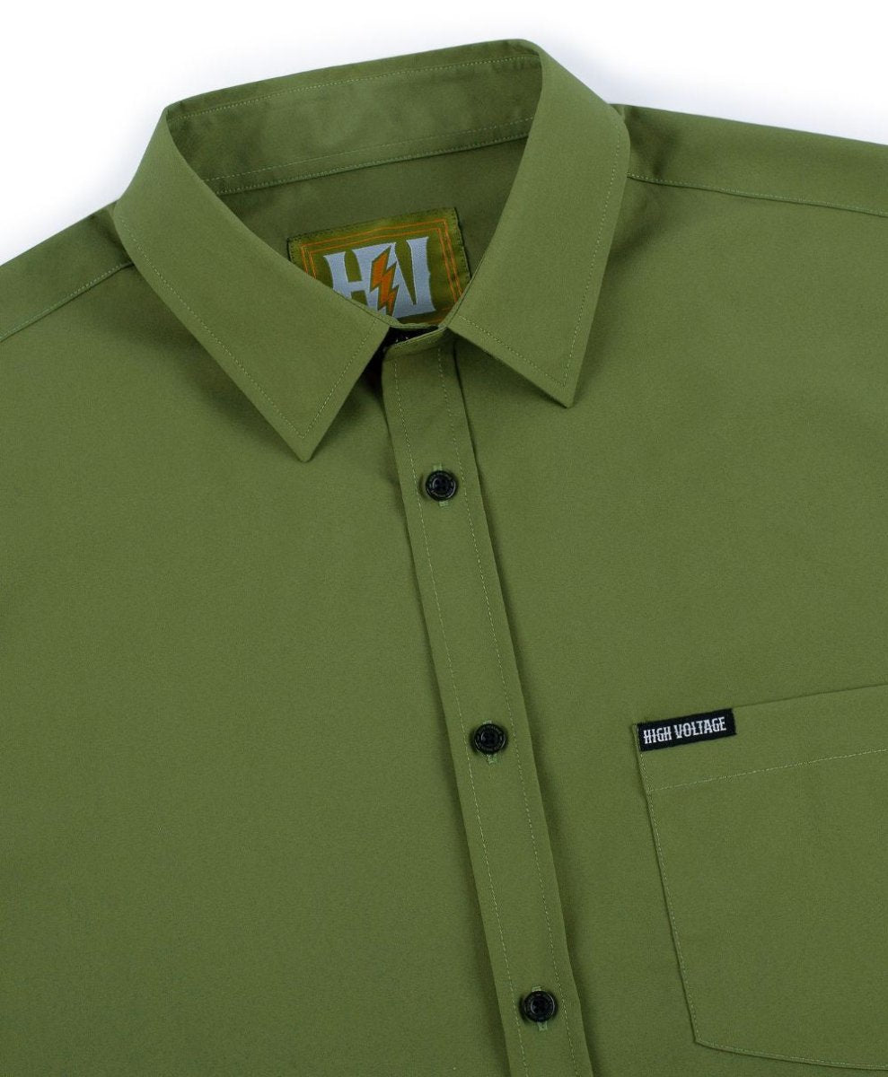The Foreman Button Up (Olive) - High Voltage Industries