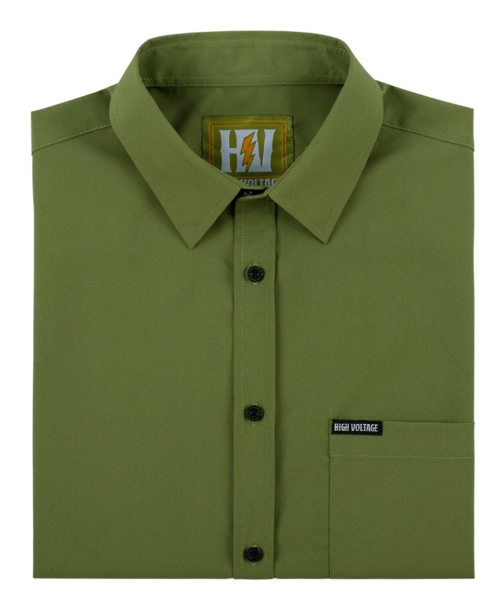 The Foreman Button Up (Olive) - High Voltage Industries
