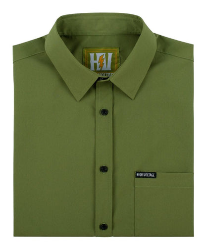 The Foreman Button Up (Olive) - High Voltage Industries